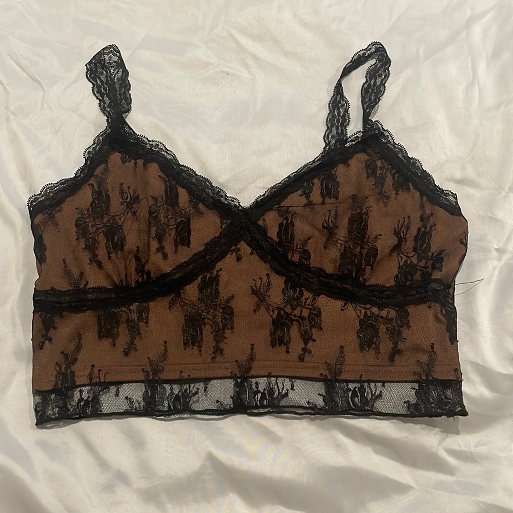 Brown Lace Sexy Top